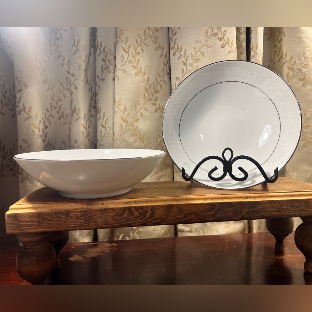 (2) Serving Bowls Platinum Trimmed 8.25” Noritake China Buckingham 6438 Japan